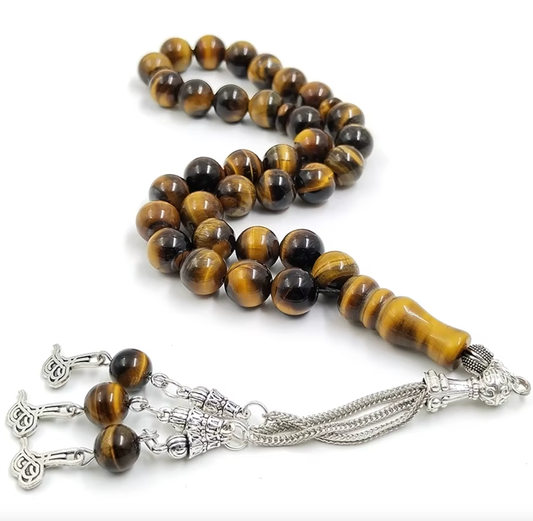 Tasbih Misbaha Œil de Tigre — 99 Perles 8mm