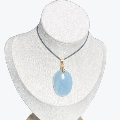 Pendentif Aigue - marine ovale