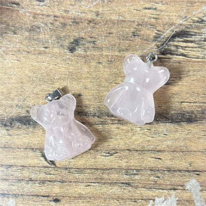 Pendentif Nounours Quartz rose du brésil