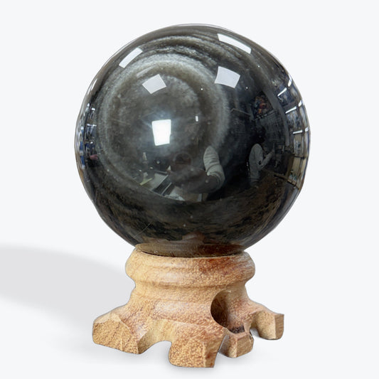 Sphère Obsidienne argentée Grande