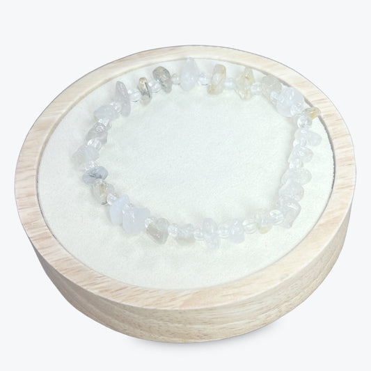 Bracelet En Quartz Rutile Et Cristal De Roche
