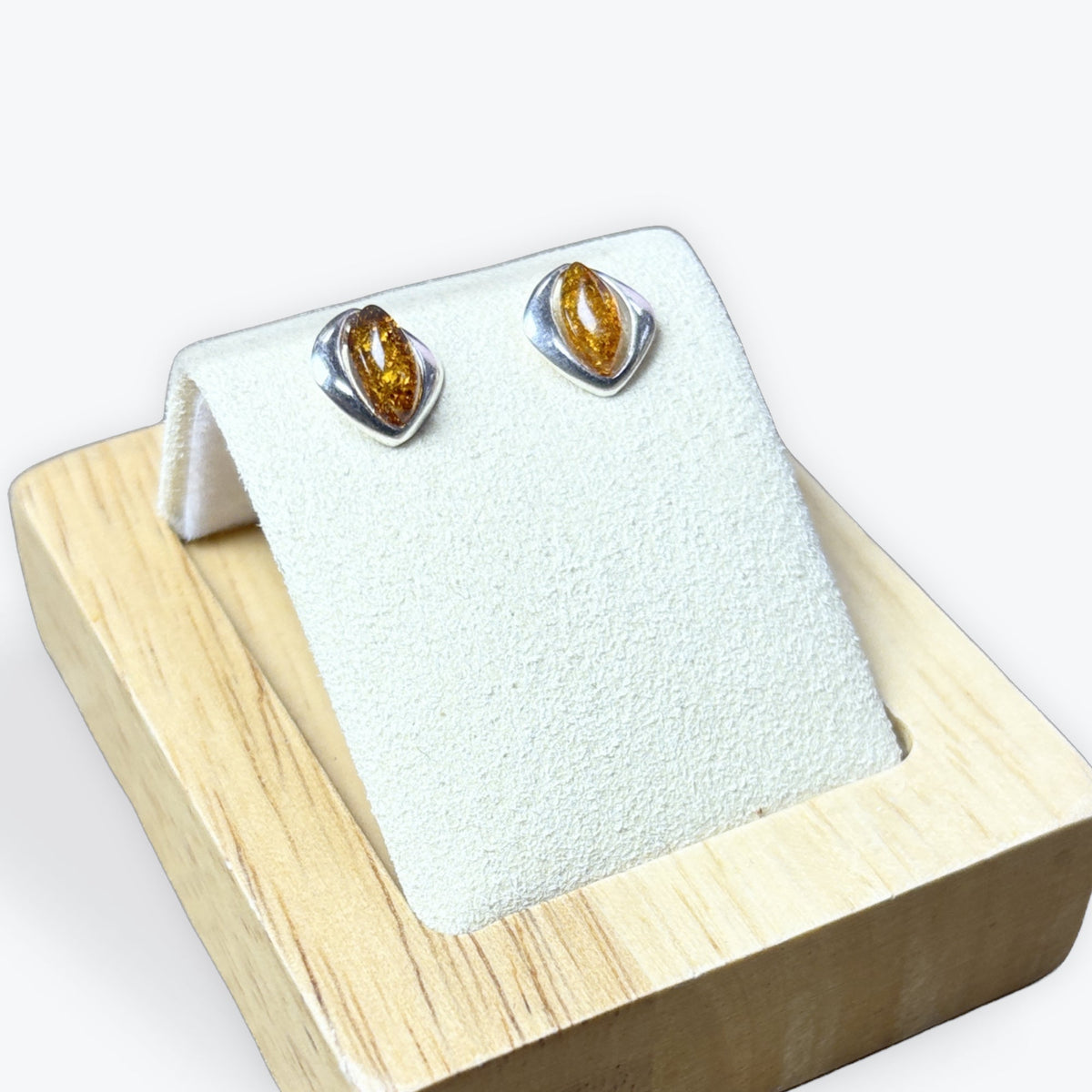 Boucle d'oreilles puce ambre marquise - Argent 925