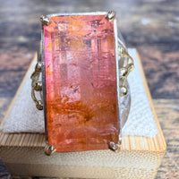 Bague tourmaline rose carrée, or 18k