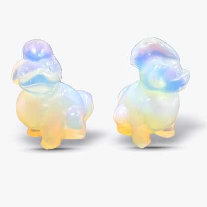 Figurine Chien Assis en Opalite – verre opalescent blanc laiteux, poli - Pièce unique | 24gr - 3,5x3cm