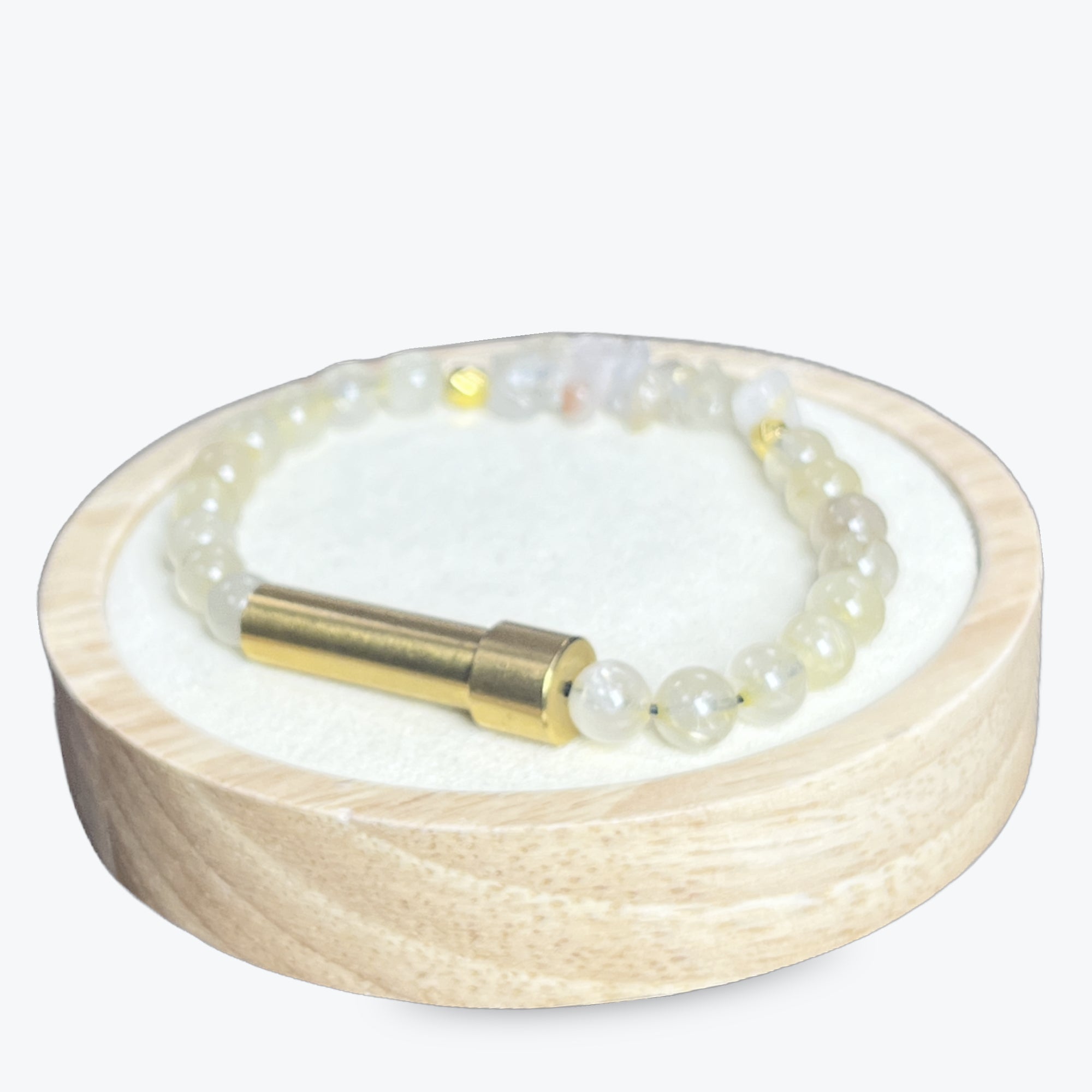 Bracelet En Citrine Et Quartz Rutile Avec Décorations Dorés + Fermoir Doré