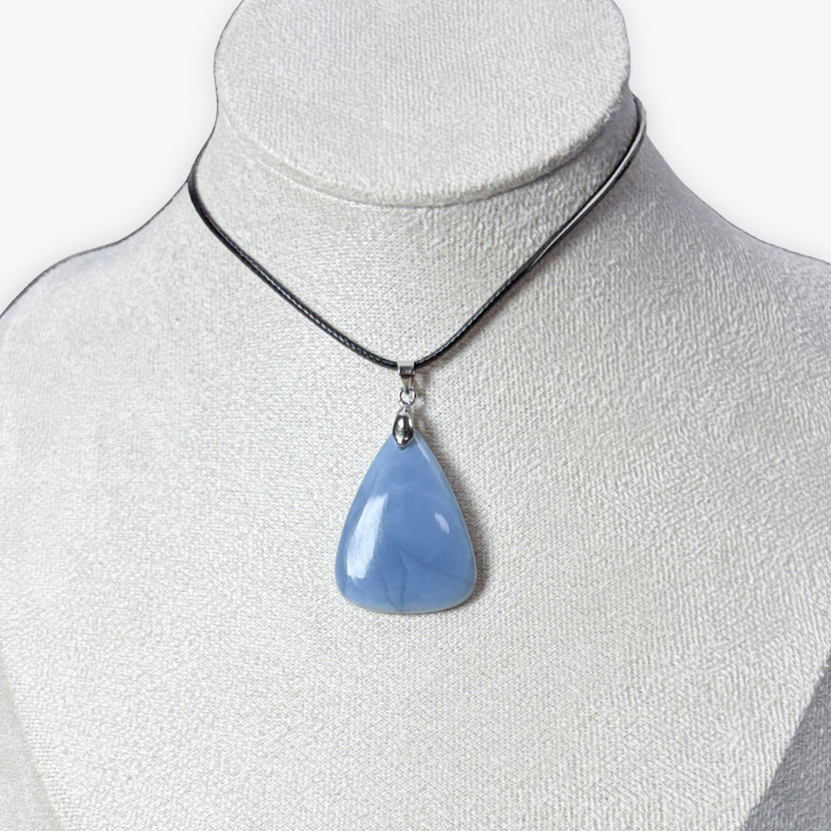 Pendentif - Agate Bleu Naturel - Bélière Acier Inoxydable