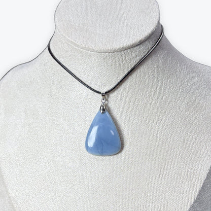 Pendentif - Agate Bleu Naturel - Bélière Acier Inoxydable