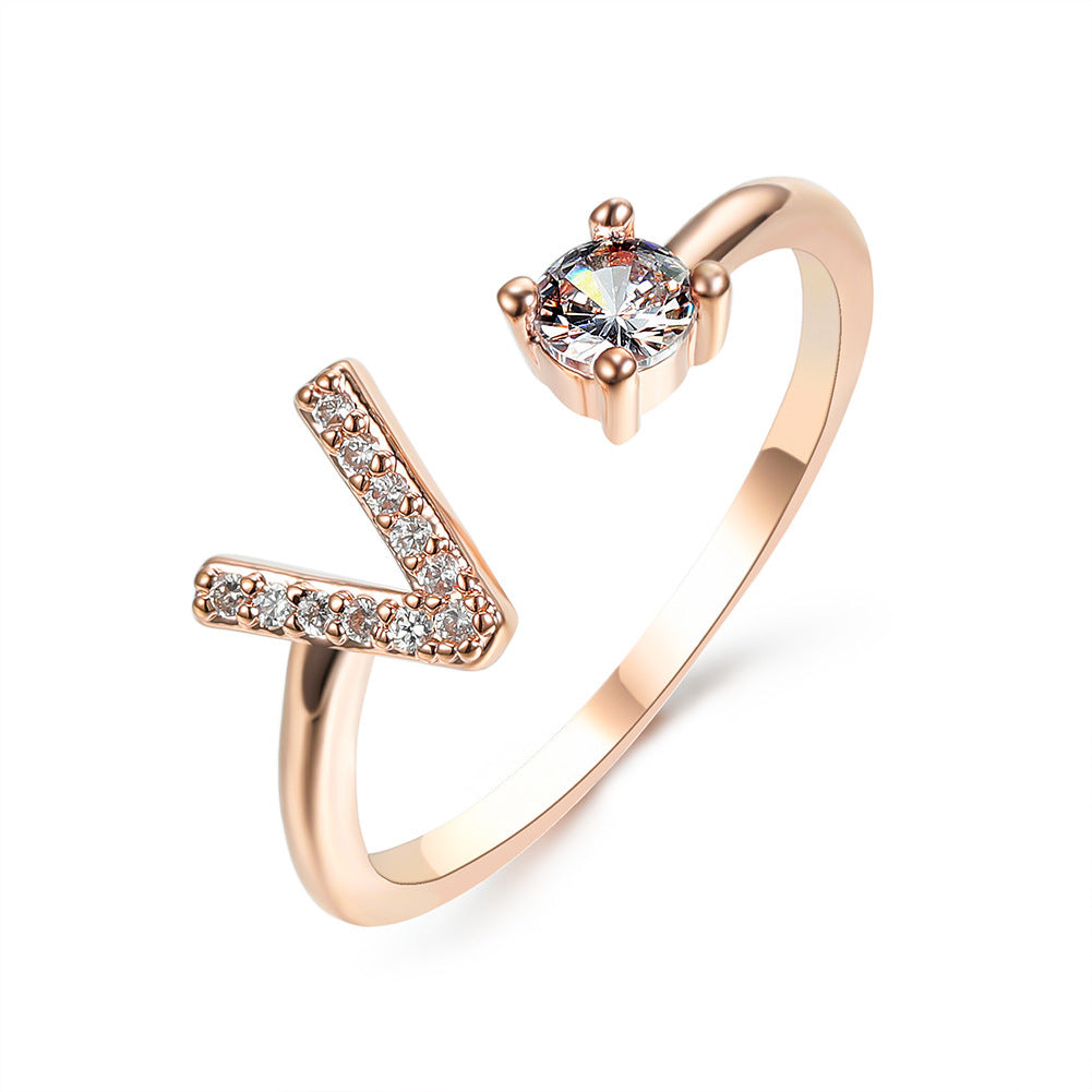 New Design Adjustable 26 Initial Letter Ring Fashion Jewelry For Women Simple Elegant Jewelry - Tatum Cristal