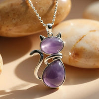 Collier Pendentif Chat en Pierre Naturelle - Tatum Cristal