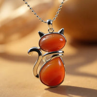 Collier Pendentif Chat en Pierre Naturelle - Tatum Cristal