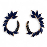 Boucles d'Oreilles Verre Bleu Royal - Vintage Loop Acier