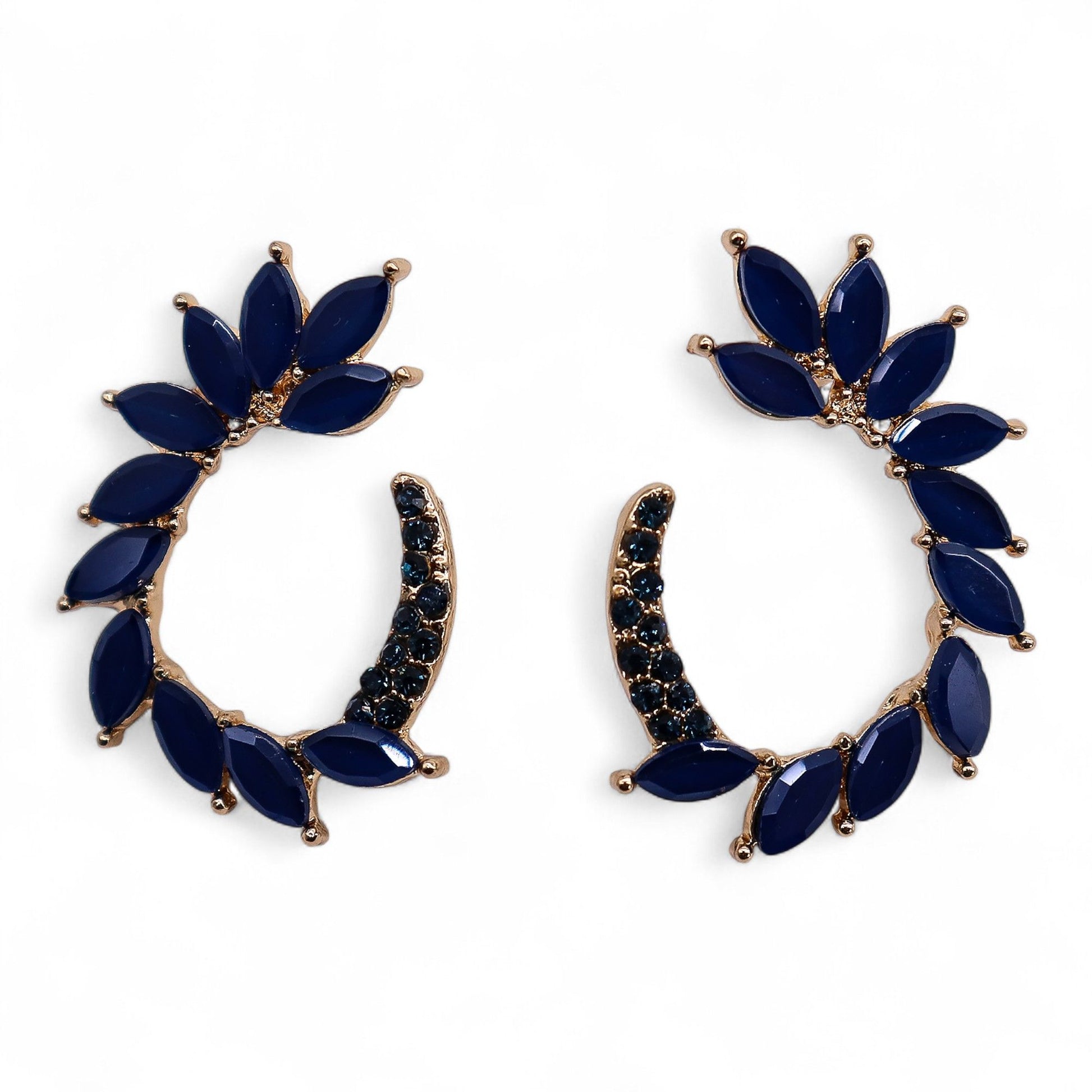 Boucles d'Oreilles Verre Bleu Royal - Vintage Loop Acier