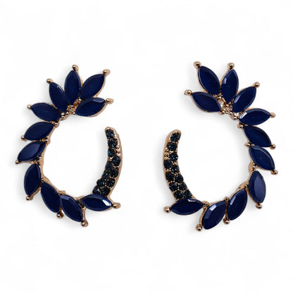 Boucles d'Oreilles Verre Bleu Royal - Vintage Loop Acier