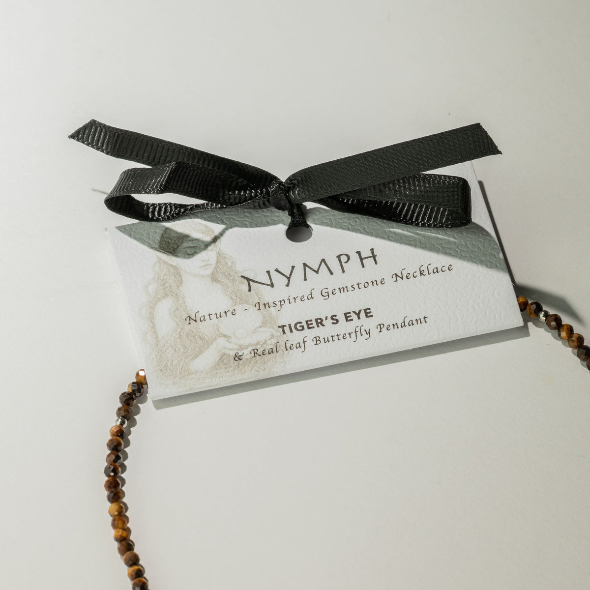Collier Œil de Tigre — Pendentif Papillon en Feuille Naturelle - photo 2