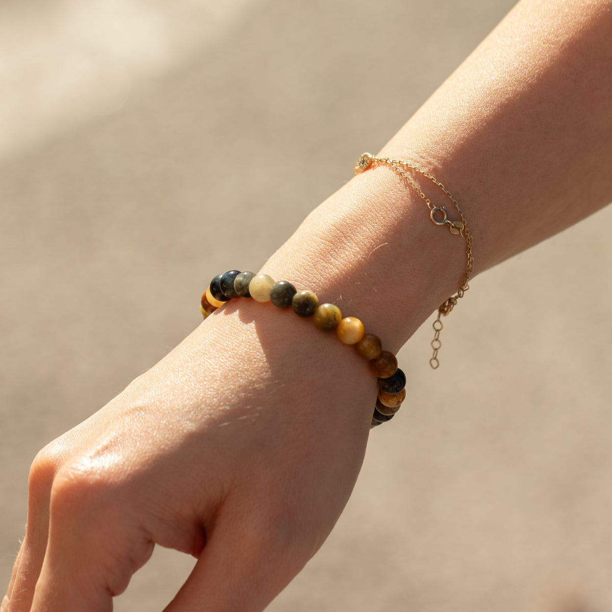 Bracelet Œil de Tigre Mélangé — Perles de 6 mm — 17 cm - photo 5