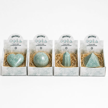 Set de 4 Formes en Amazonite — Cœur, Sphère, Obélisque, Pyramide - photo 2