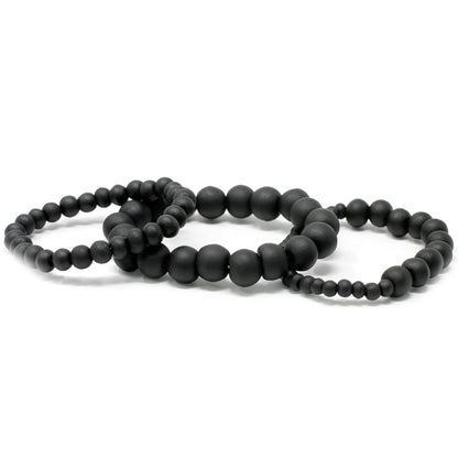Parure 3 Bracelets Perles de Bois Noir - Zen & Unisexe