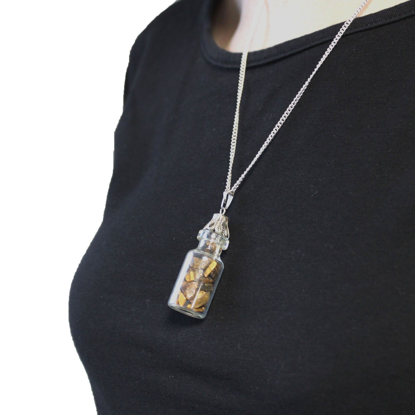 Collier flacon de pierres - Œil de Tigre - photo 3
