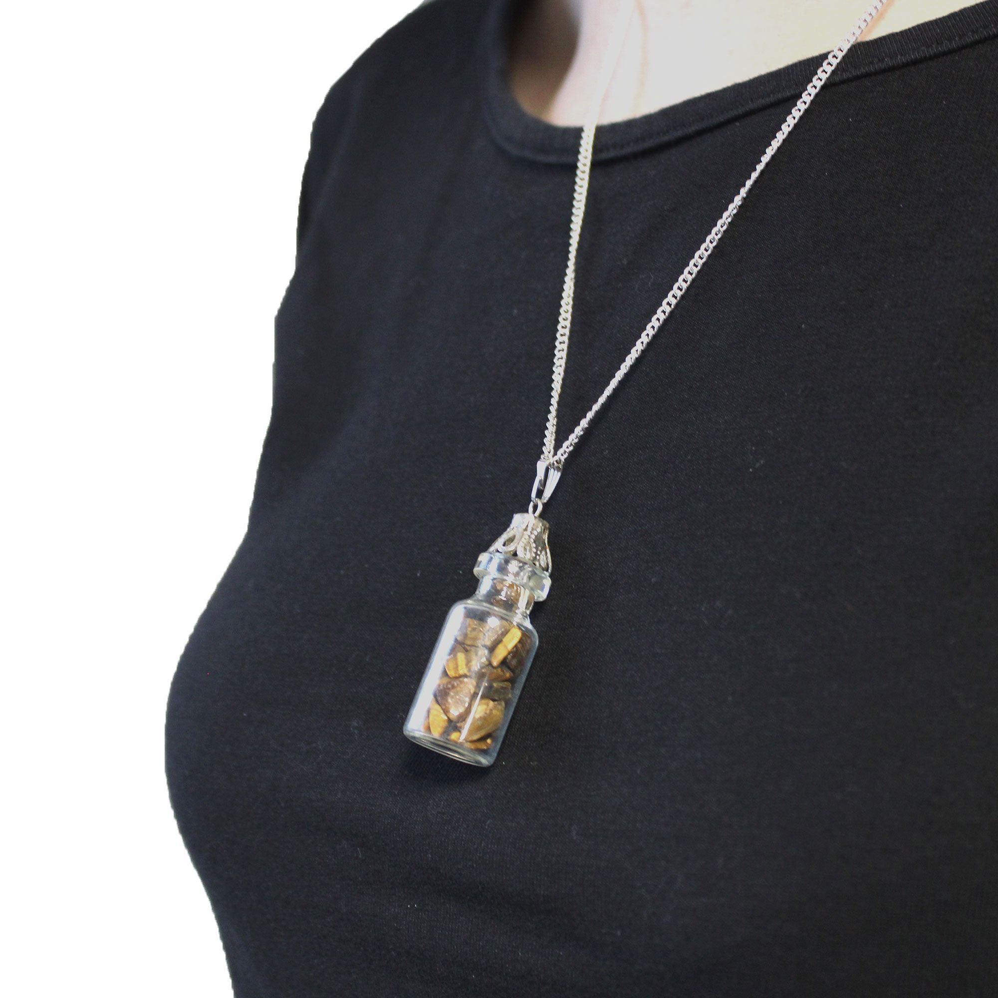 Collier flacon de pierres - Œil de Tigre - photo 3