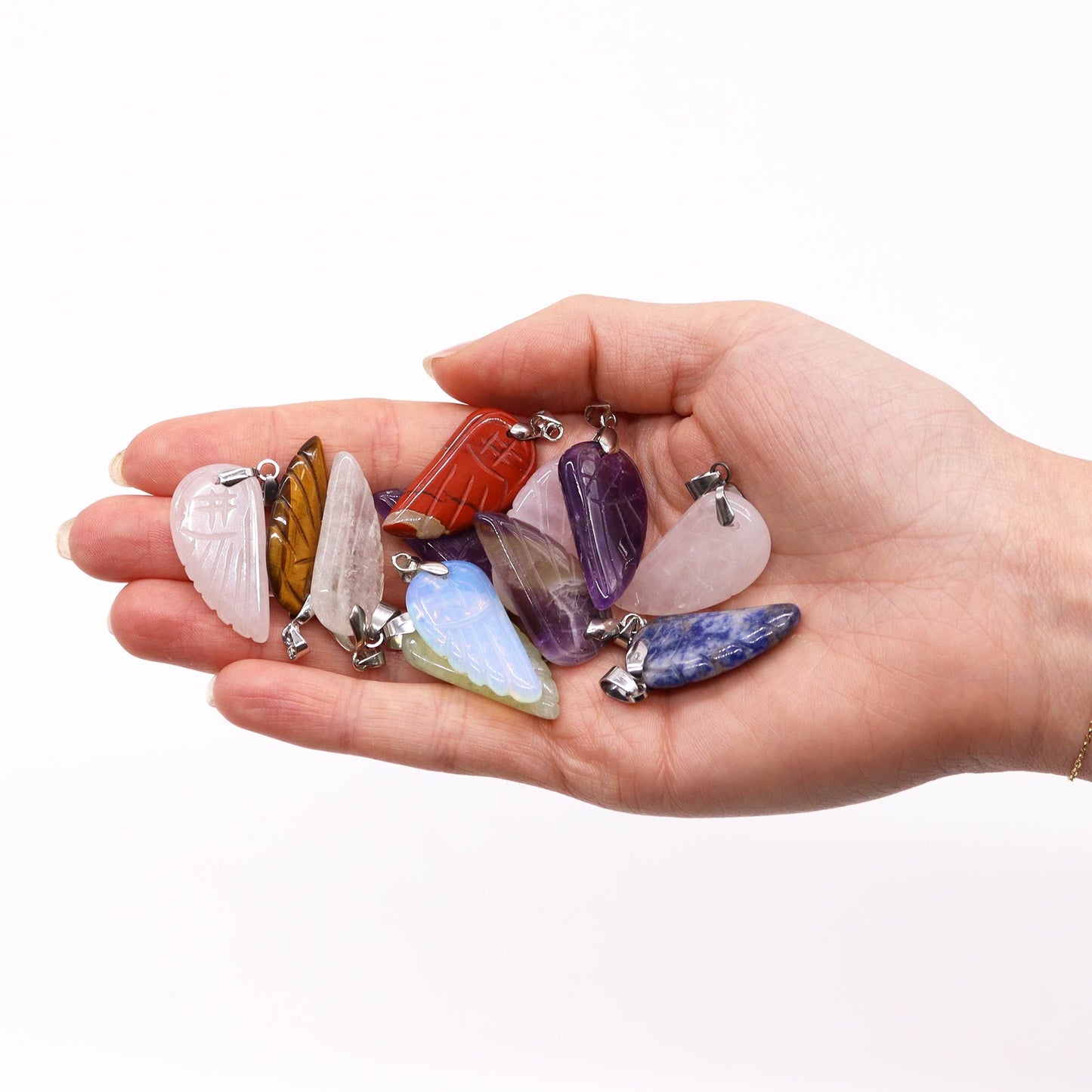 Gemstone Angel Wings Pendants (12 assorted)  28x15mm - photo 2
