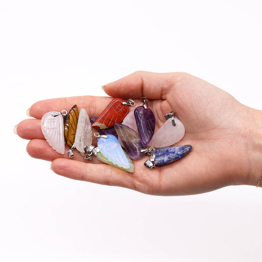 Gemstone Angel Wings Pendants (12 assorted)  28x15mm - photo 2