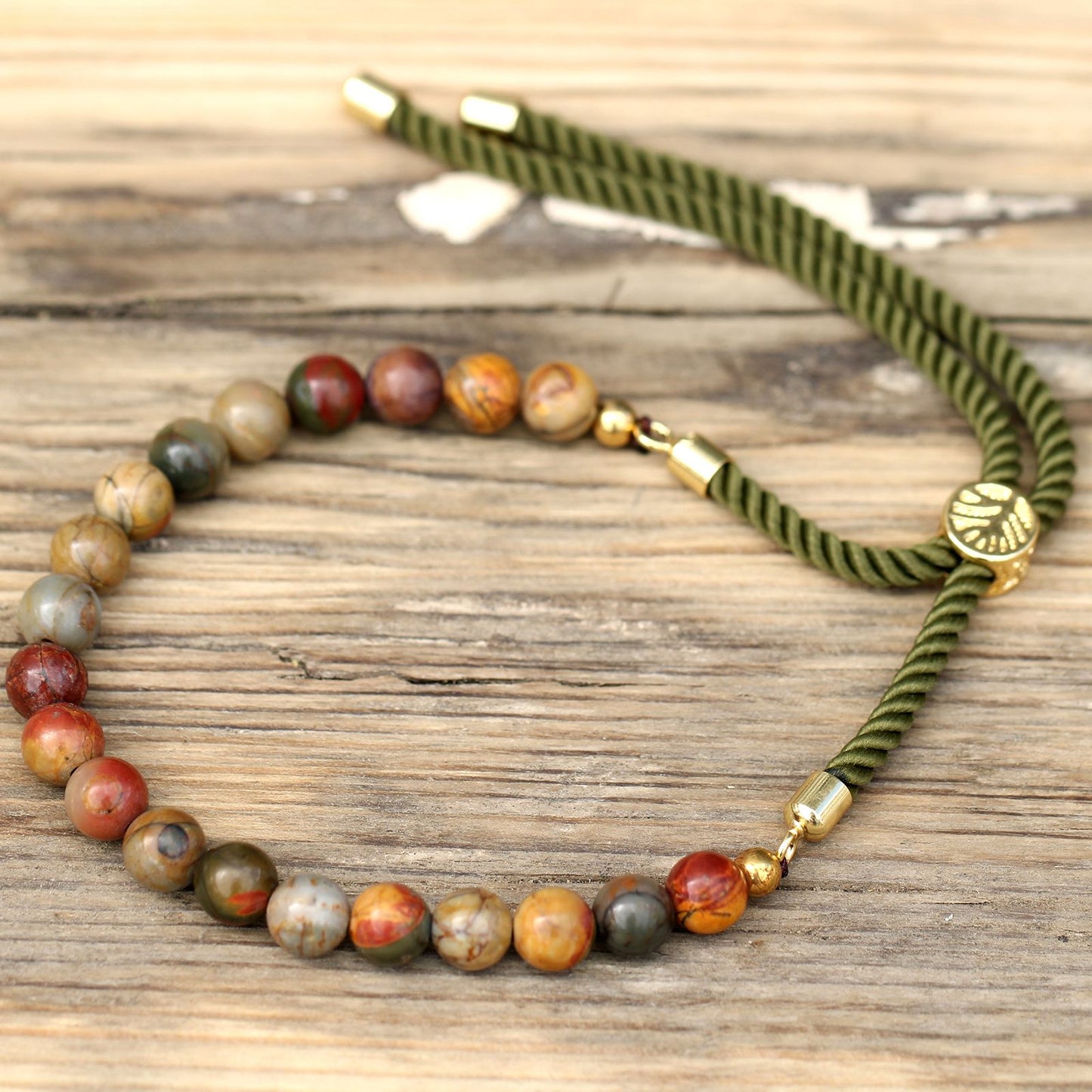 Bracelet Jaspe Picasso - Force & Endurance Ajustable