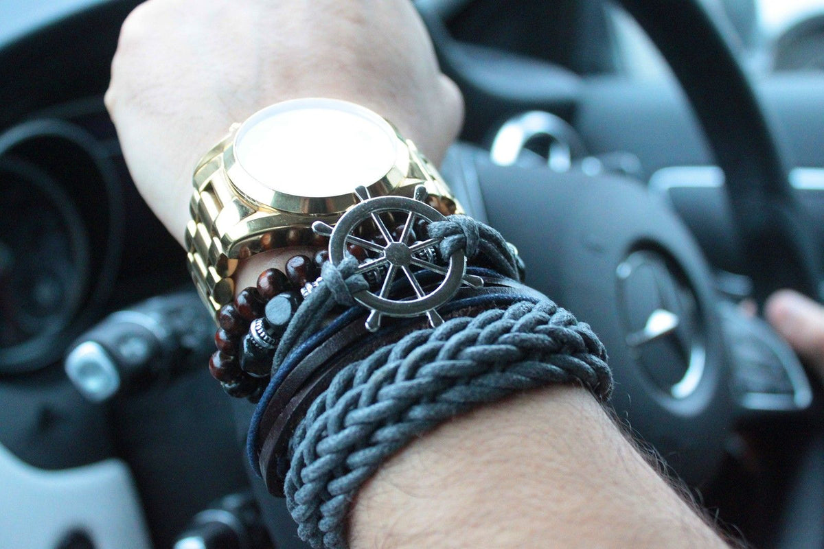 Bracelet Homme Cuir & Métal - Set 4 Pièces Tendance - photo 6