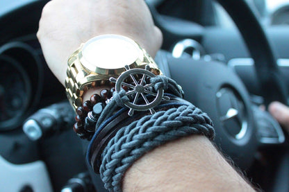 Bracelet Homme Cuir & Métal - Set 4 Pièces Tendance - photo 6