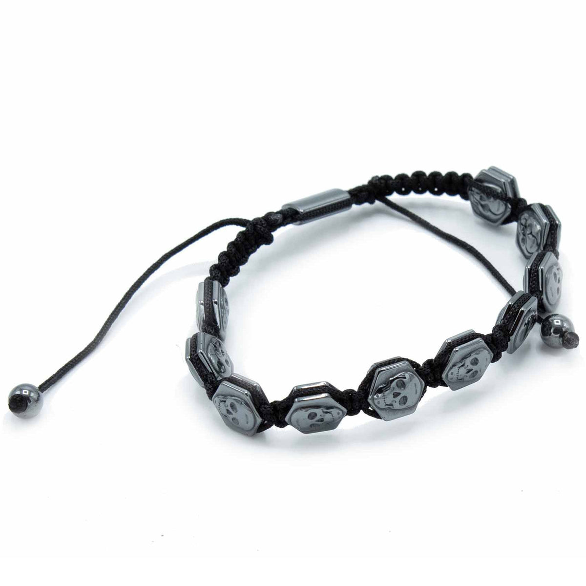Bracelet Hématite Magnétique Têtes de Mort - Shamballa Unisexe – photo 2