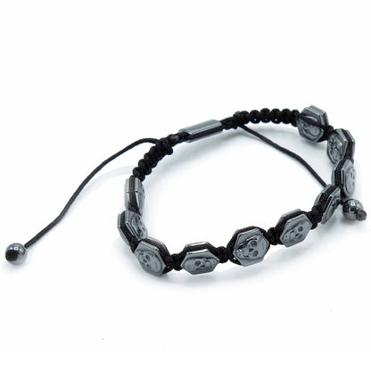 Bracelet Hématite Magnétique Têtes de Mort - Shamballa Unisexe – photo 2