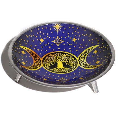 Coupe Rituelle Triple Lune - Émail Violet & Étoiles Dorées