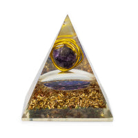 Med Organite Pryamids 7x6cm - Wrapped Amythist - Copper Chips