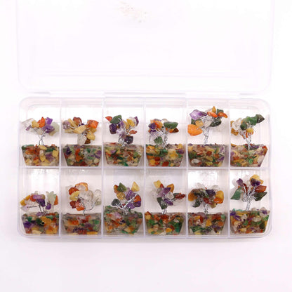 Mini Gemstone Trees on Orgonite Base - Multi Stones (15 stones)