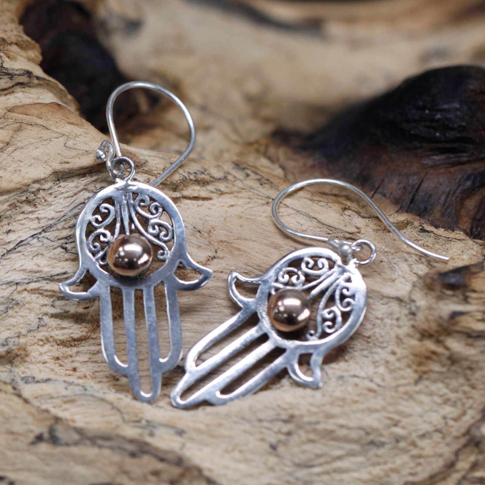 Boucles d'Oreilles Main de Fatma - Argent 925 & Or 18k – photo 8