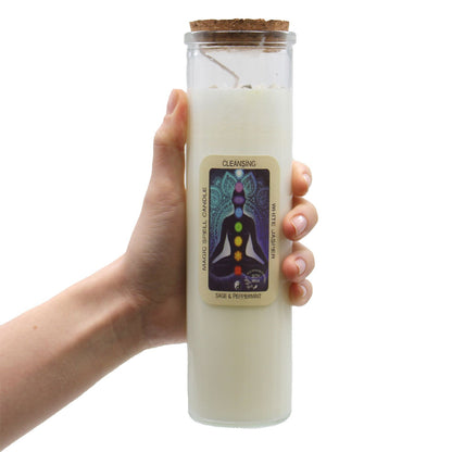 Bougie Magique Purification — Jaspe Blanc, Sauge & Menthe Poivrée