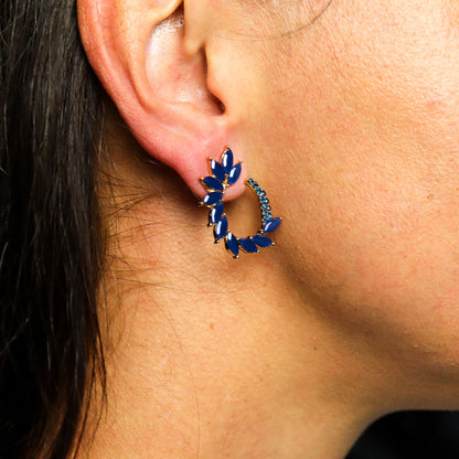 Boucles d'Oreilles Verre Bleu Royal - Vintage Loop Acier – photo 2