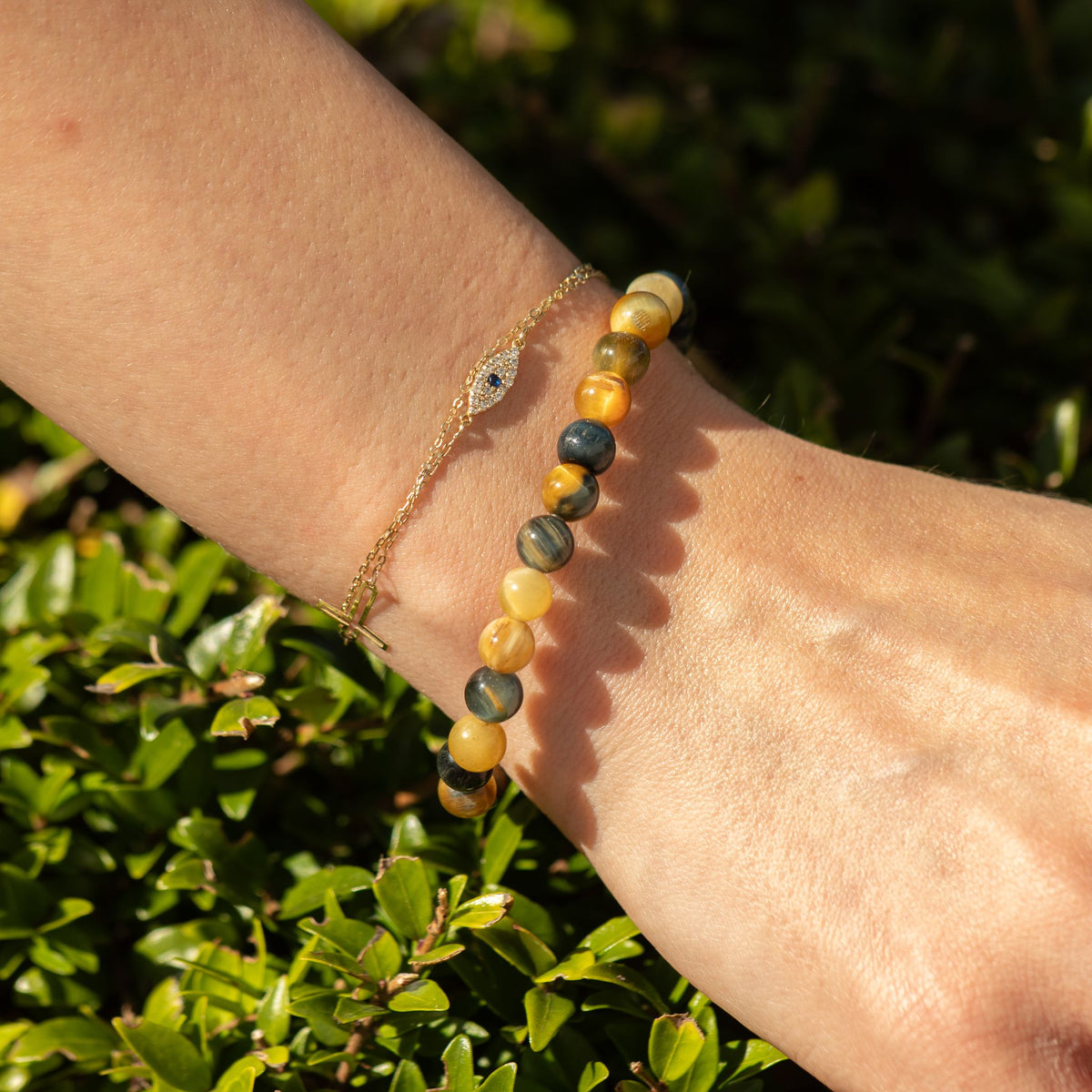 Bracelet Œil de Tigre Mélangé — Perles de 6 mm — 17 cm - photo 6