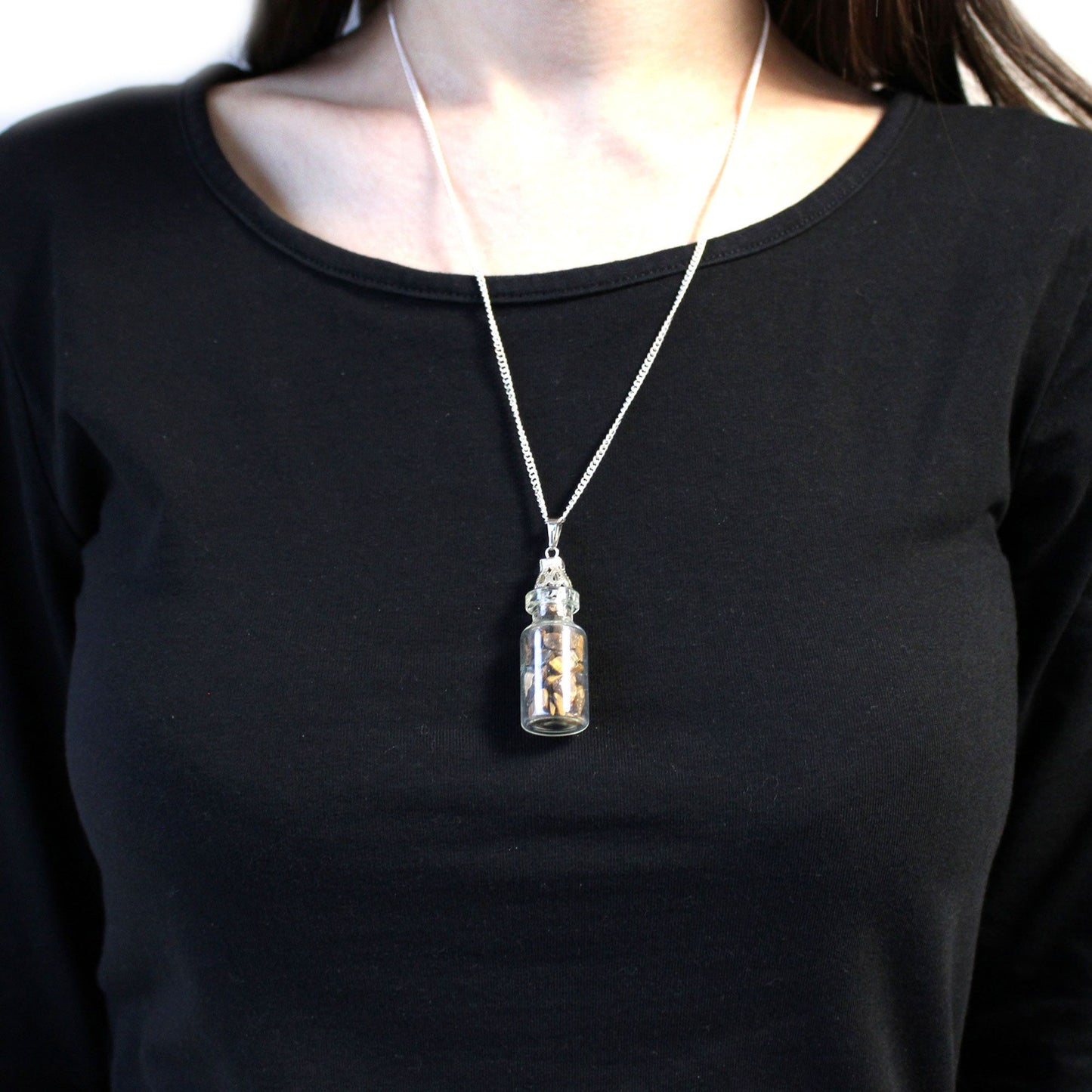 Collier flacon de pierres - Œil de Tigre - photo 4