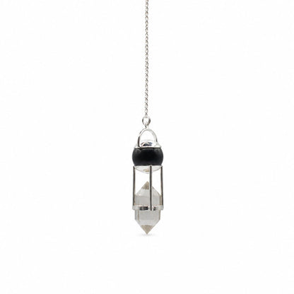 Pendule Obsidienne et Cristal de roche double pointe