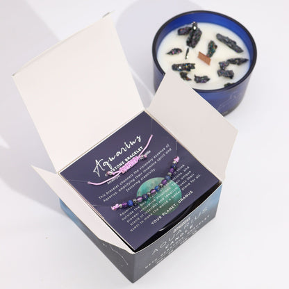Bougie Zodiaque Verseau avec Bracelet — Améthyste & Lapis Lazuli - photo 5