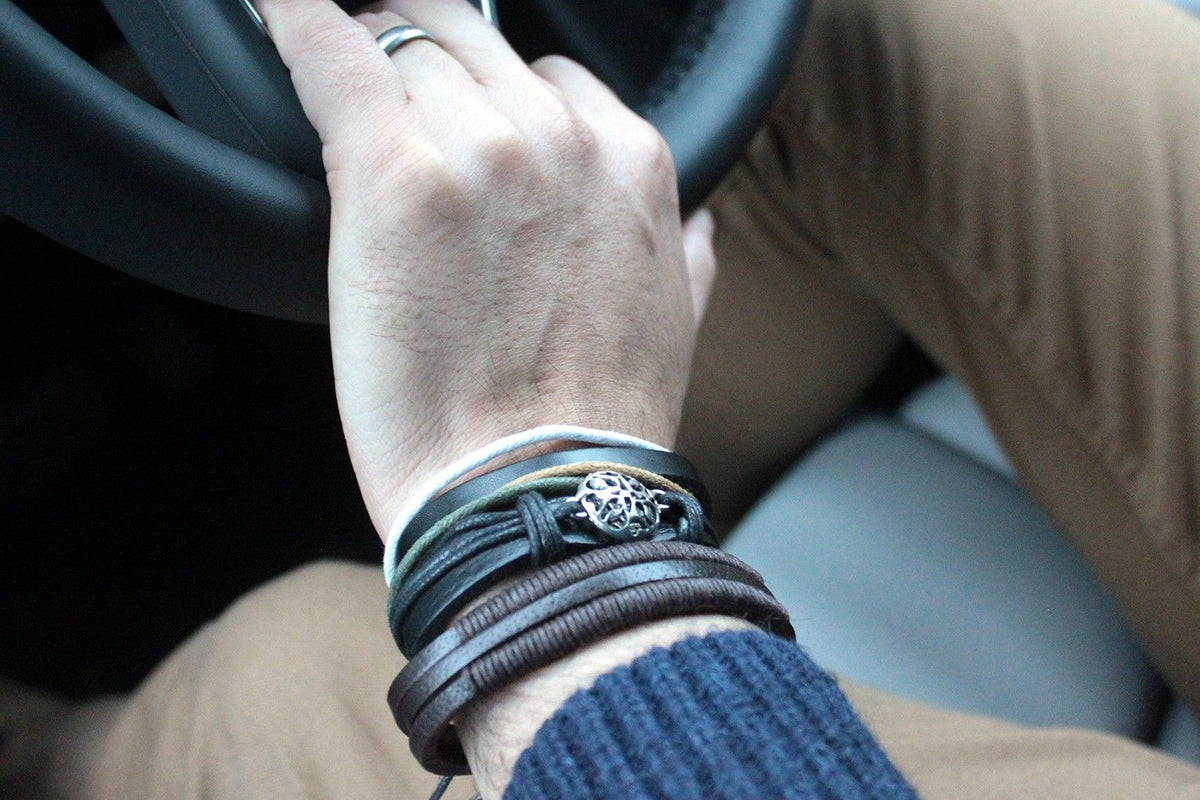 Bracelet Homme Cuir & Métal - Set 4 Pièces Tendance - photo 7