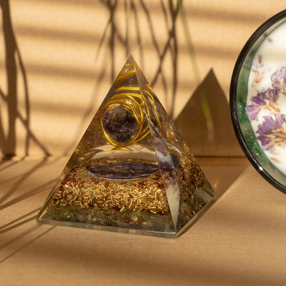 Pyramide Orgonite Améthyste 7x6cm - Protection & Harmonie