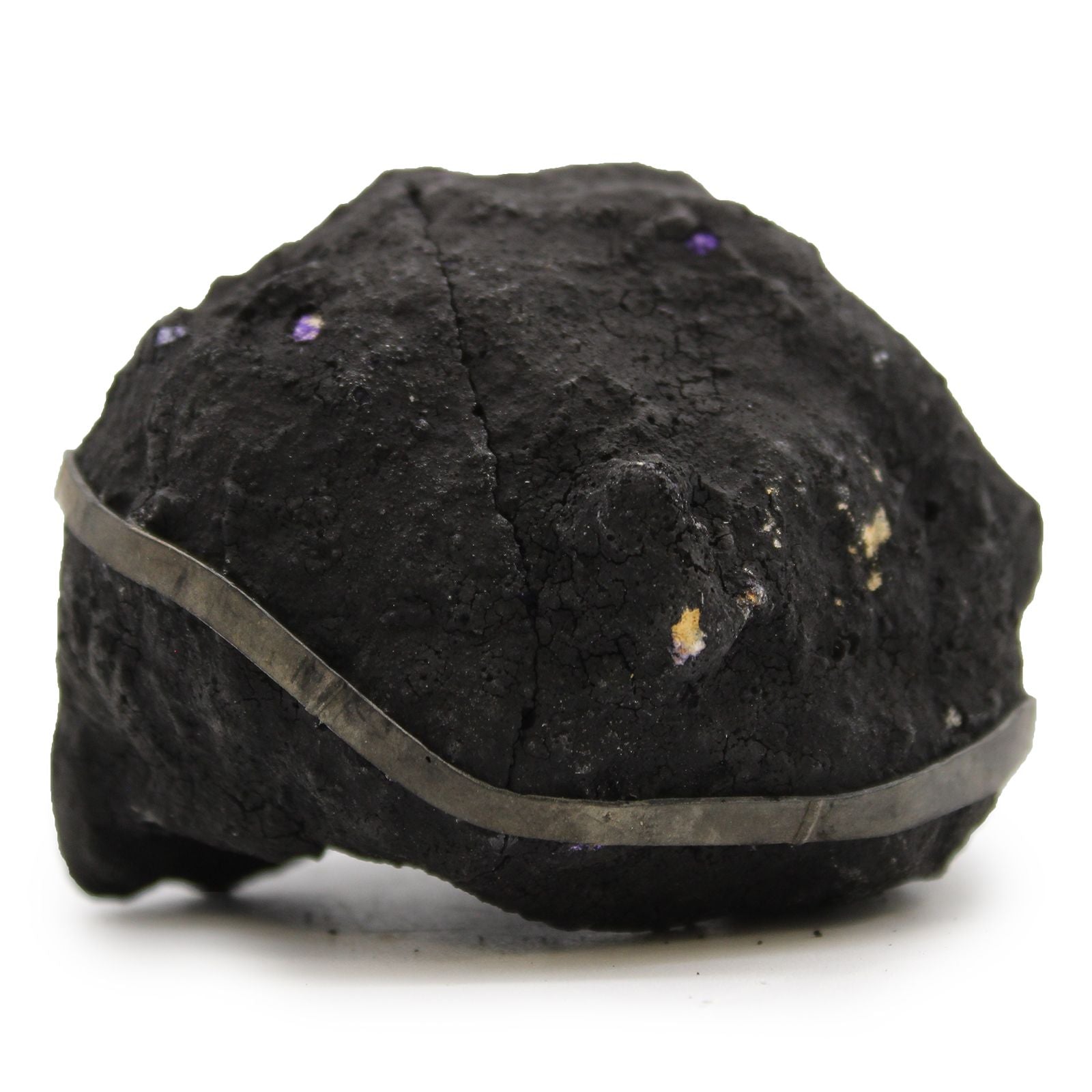 Géode Calcite Teintée Roche Noire — Intérieur Violet – photo 2