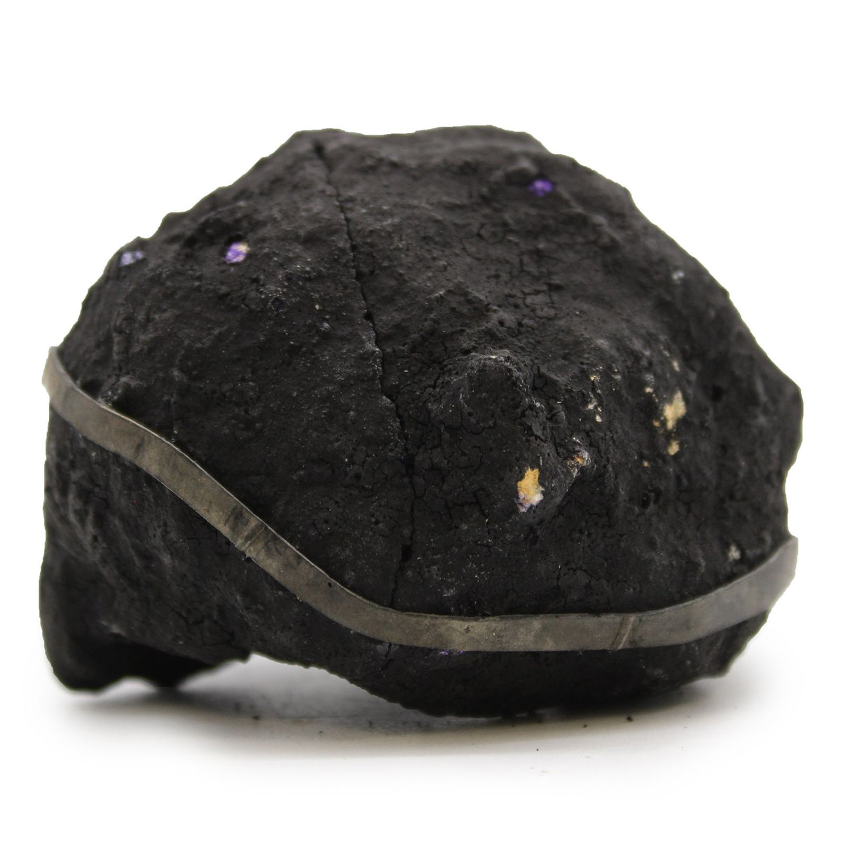 Géode Calcite Teintée Roche Noire — Intérieur Violet – photo 2
