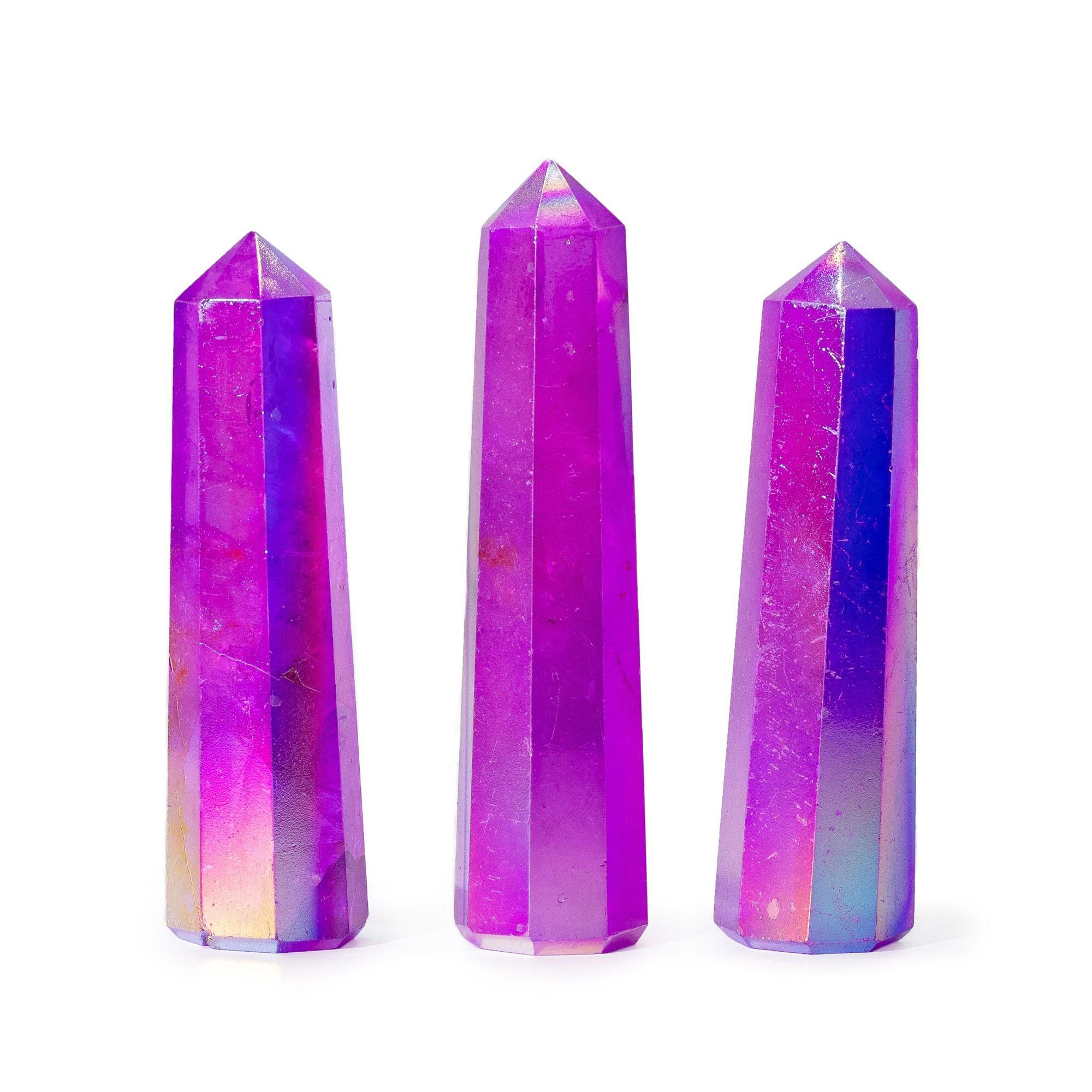 Obélisque Quartz Aurora Violet 9cm — Iridescent
