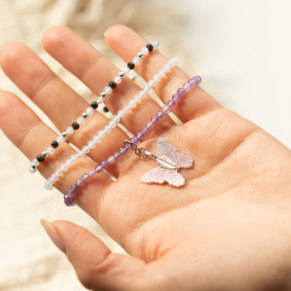 Bracelets Nymphe Pleine Lune — Pierre de Lune, Obsidienne & Améthyste - photo 6