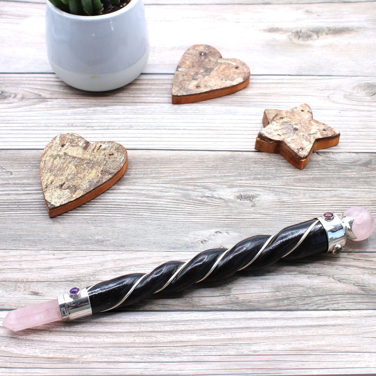 Baguette de Soin Torsadée & Sphère de Quartz Rose - Amour - photo 5