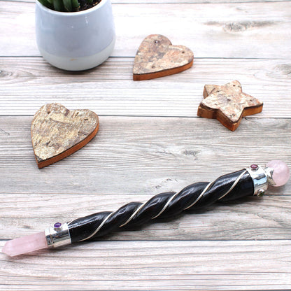 Baguette de Soin Torsadée & Sphère de Quartz Rose - Amour - photo 5