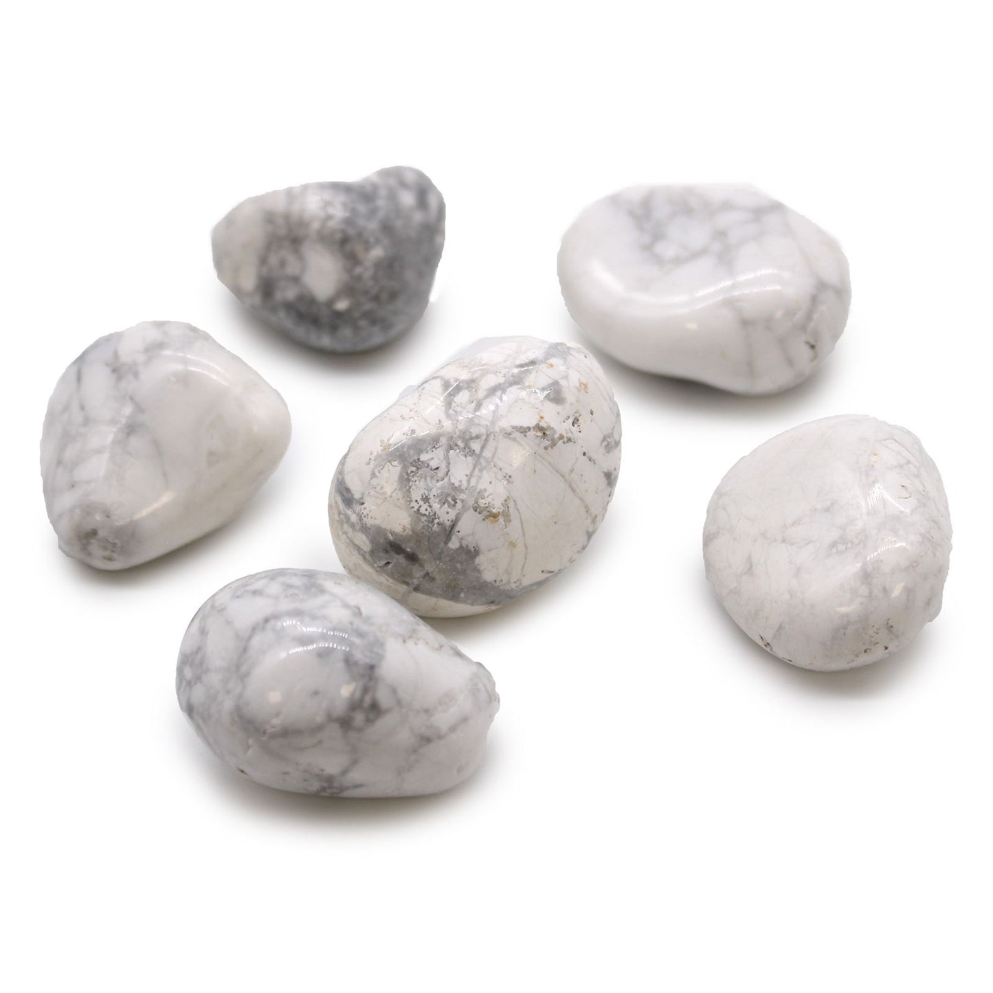 Sachet de 6 grosses pierres roulées d'Afrique - Howlite