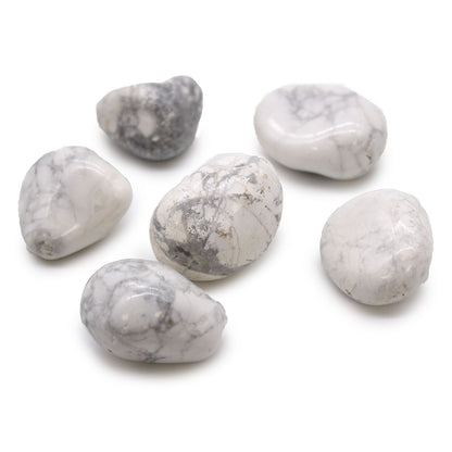 Sachet de 6 grosses pierres roulées d'Afrique - Howlite